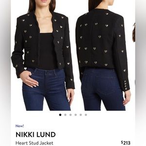 Brand new scalloped edge tweed cropped studded jacket